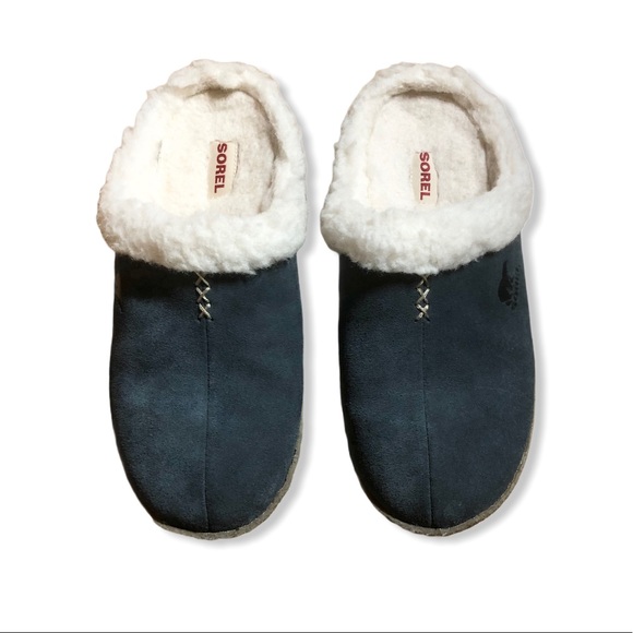 Sorel Blue Suede Nakiska Slides Size 9 